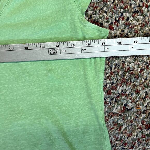 Boden Light Lime Green V-Neck Eyelet Lace Short Cap Sleeve T-Shirt Size S - Picture 12 of 15